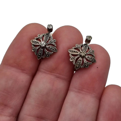 Pendientes de plata victoriana para mujer ley 925 piedras blancas