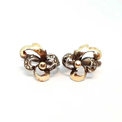 Pendientes art deco de plata y oro Circa 1940 Joyería antigua vintage.
