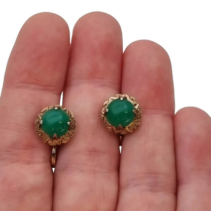 Pendientes dorados victorianos pendientes verdes redondos antiguos regalos