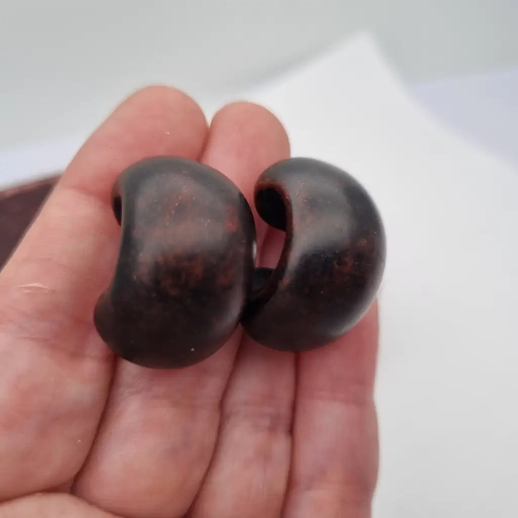 Pendientes de medio aro voluminosos con aspecto madera pendientes vintage