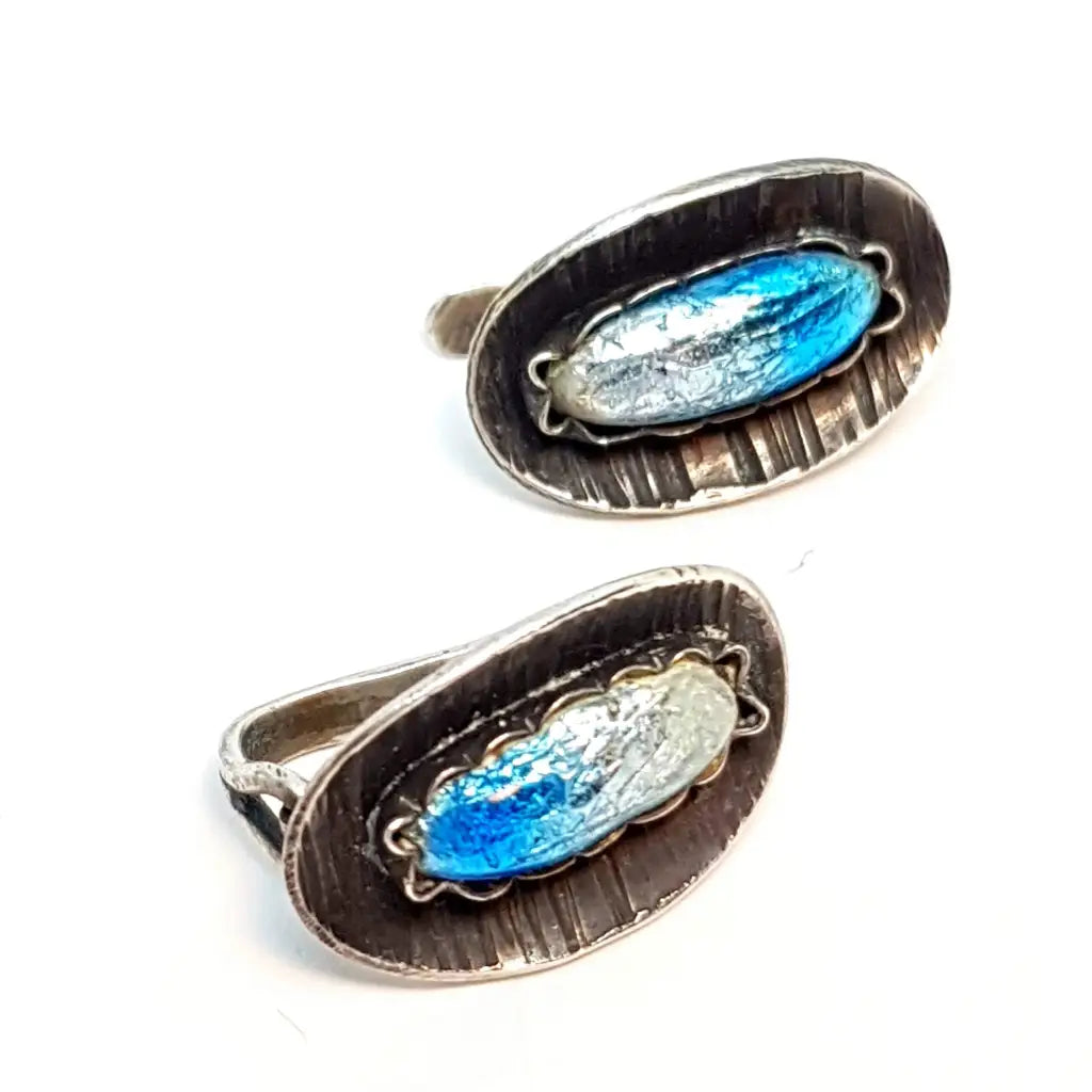 Pendientes plata azul para mujer pendientes vintage años 70 regalos boho joyas