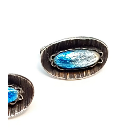 Pendientes plata azul para mujer pendientes vintage años 70 regalos boho joyas