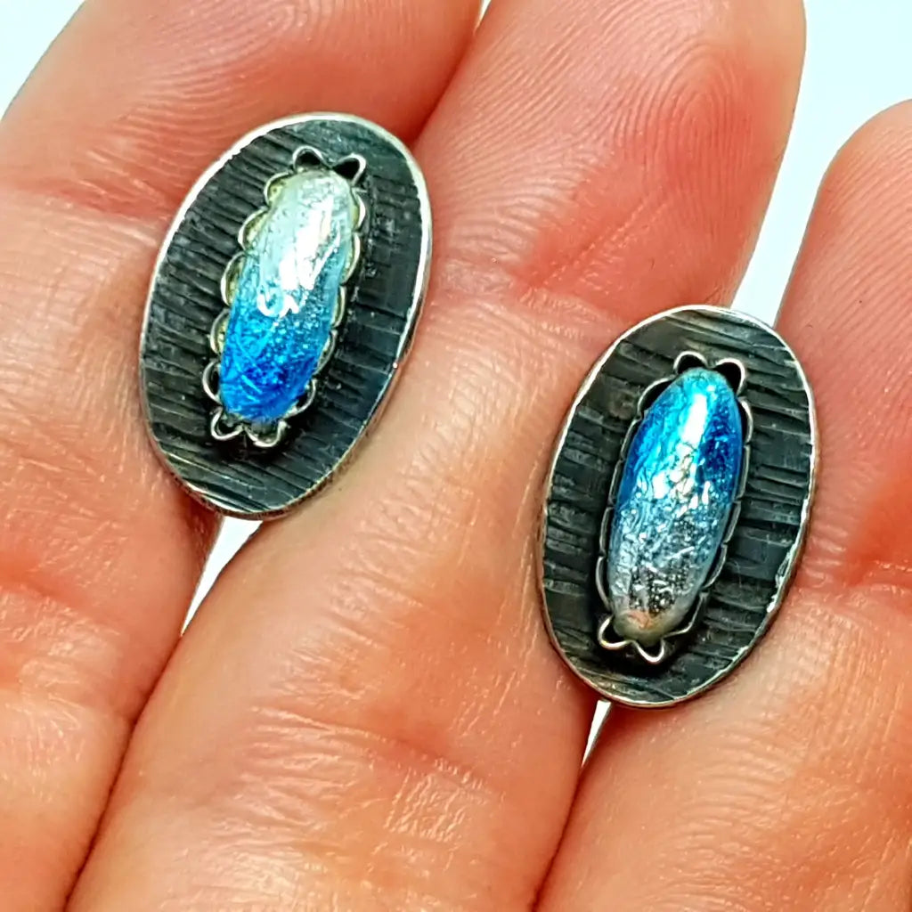 Pendientes plata azul para mujer pendientes vintage años 70 regalos boho joyas