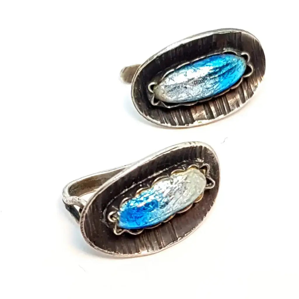 Pendientes plata azul para mujer pendientes vintage años 70 regalos boho joyas