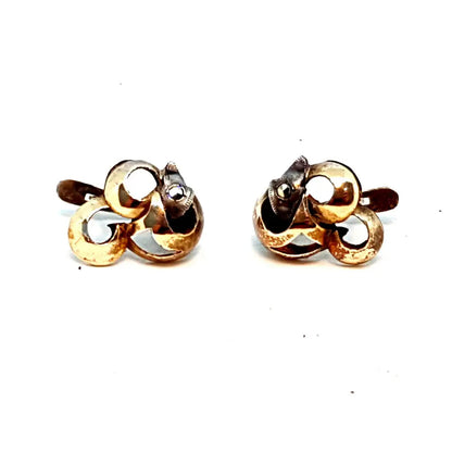 Pendientes art déco de plata y oro. Circa 1940. Joyas antiguas vintage.