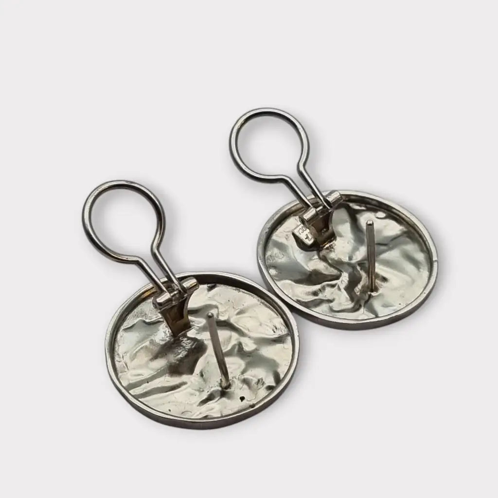 Pendientes de Plata Vintage Joyería J. Roca Textura Martillada Años 90 2000