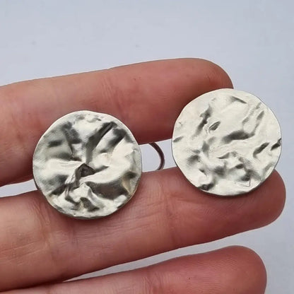Pendientes de Plata Vintage Joyería J. Roca Textura Martillada Años 90 2000
