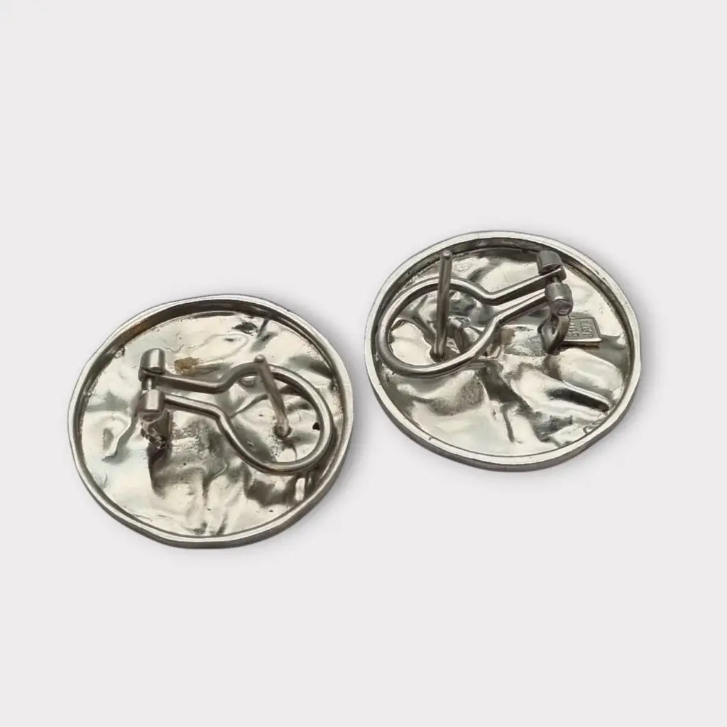 Pendientes de Plata Vintage Joyería J. Roca Textura Martillada Años 90 2000
