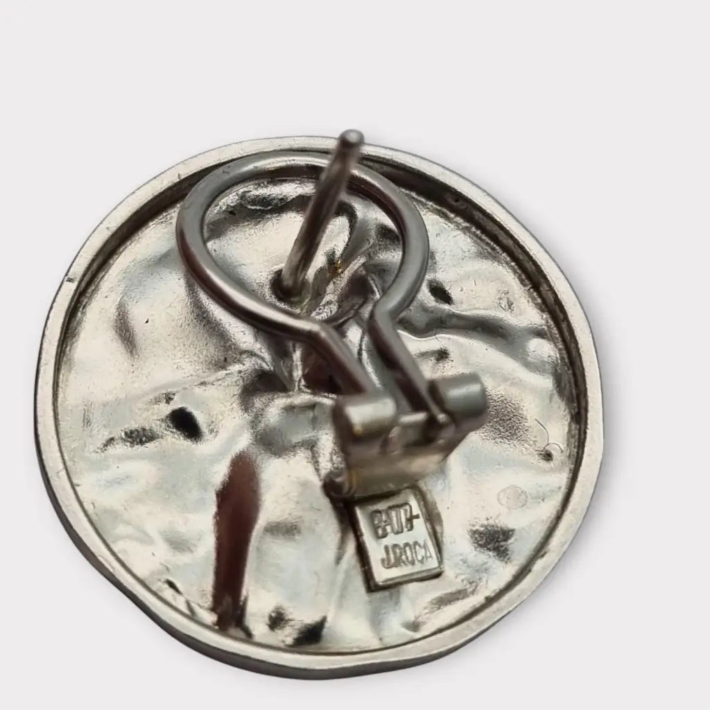 Pendientes de Plata Vintage Joyería J. Roca Textura Martillada Años 90 2000