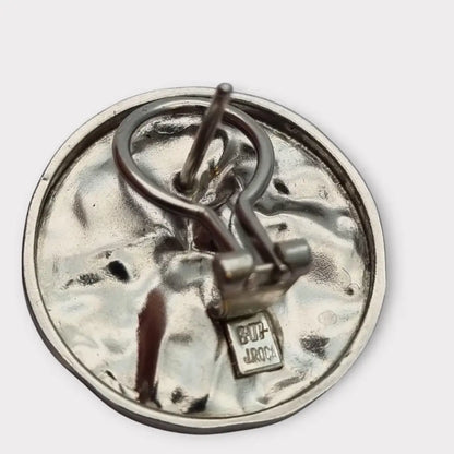 Pendientes de Plata Vintage Joyería J. Roca Textura Martillada Años 90 2000