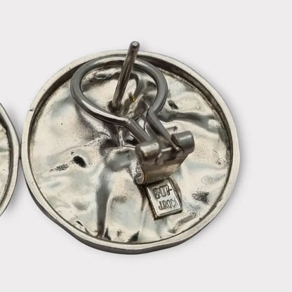 Pendientes de Plata Vintage Joyería J. Roca Textura Martillada Años 90 2000