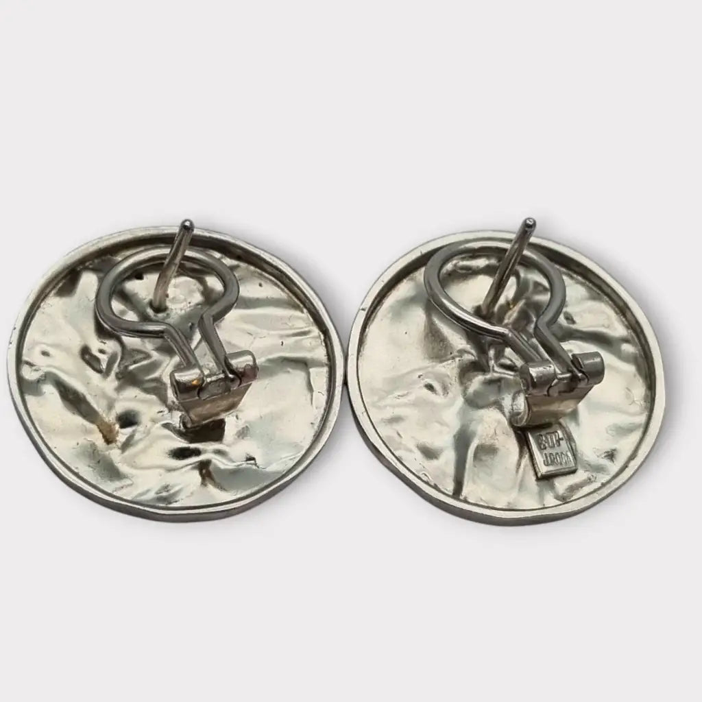Pendientes de Plata Vintage Joyería J. Roca Textura Martillada Años 90 2000