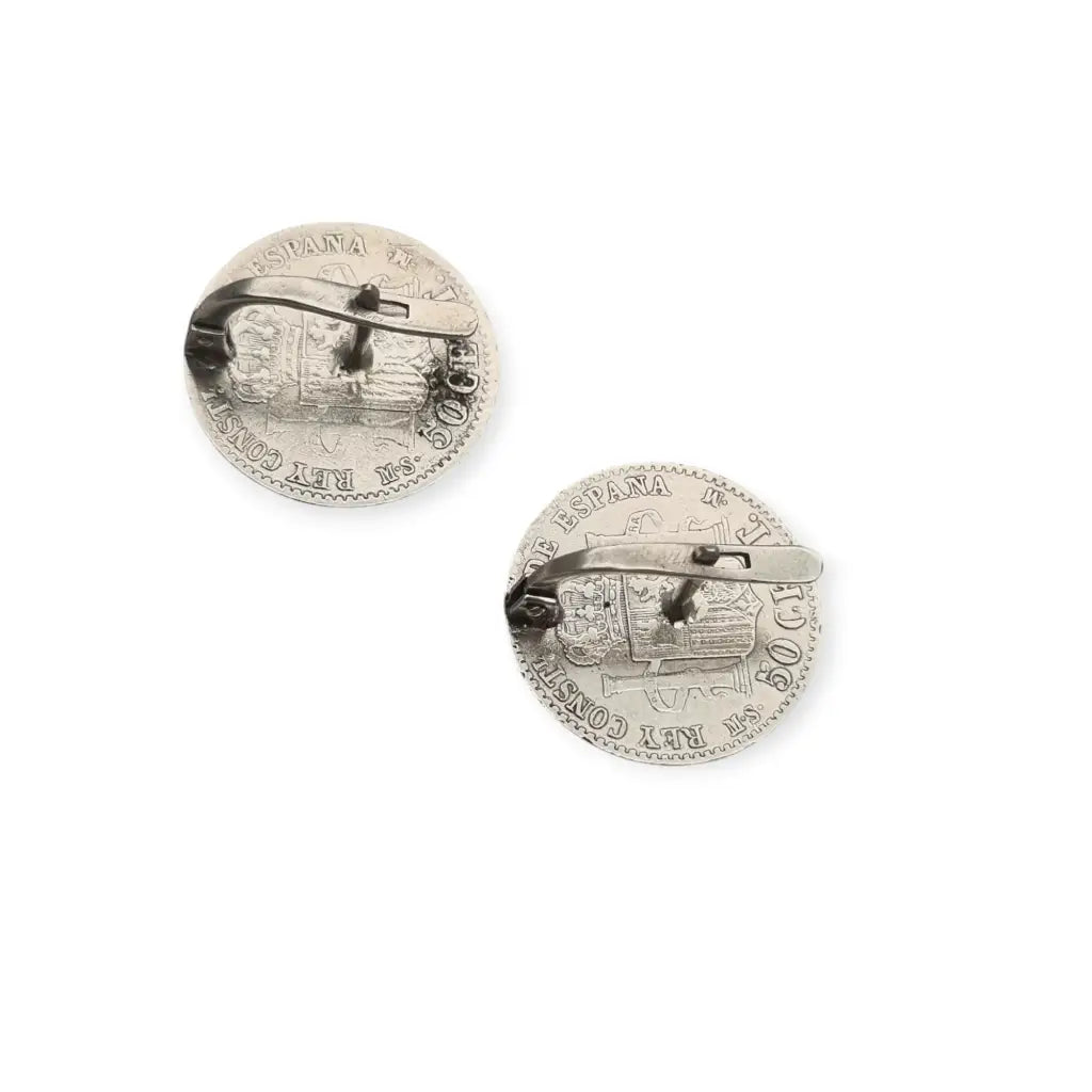 Pendientes plata vintage de monedas Alfonso XII 1880 en plata.