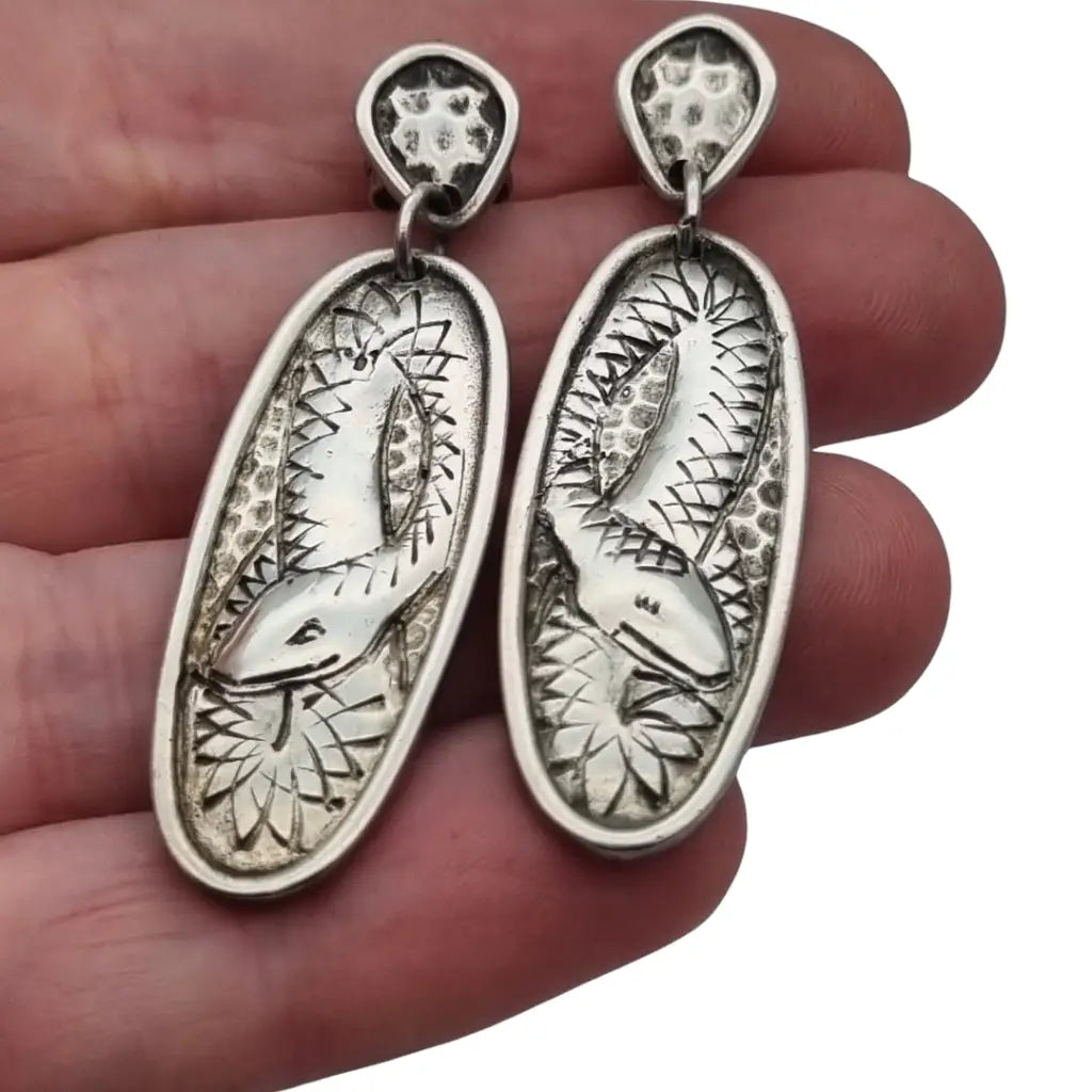 Pendientes retro boho colgantes de serpientes en plata estilo vintage