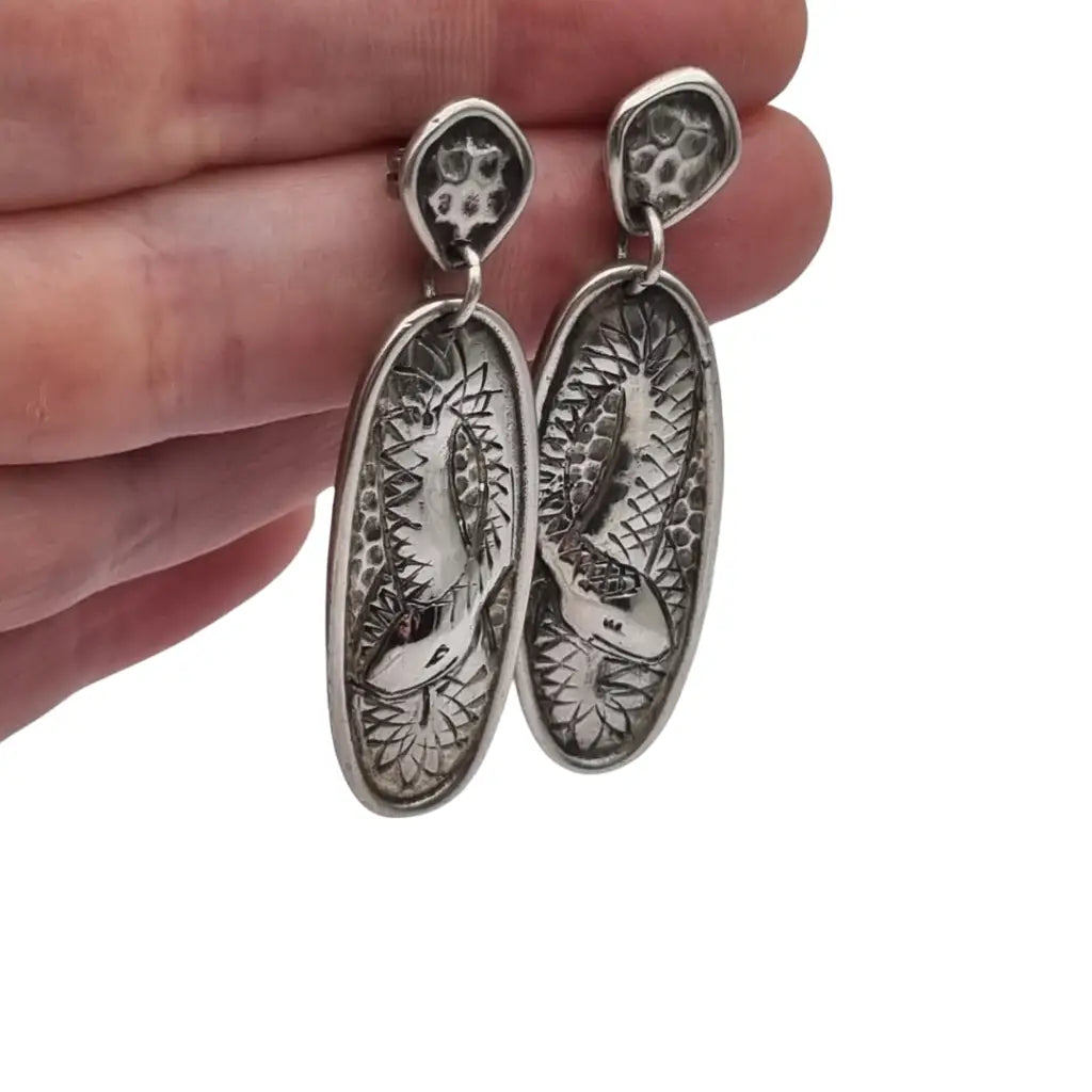 Pendientes retro boho colgantes de serpientes en plata estilo vintage