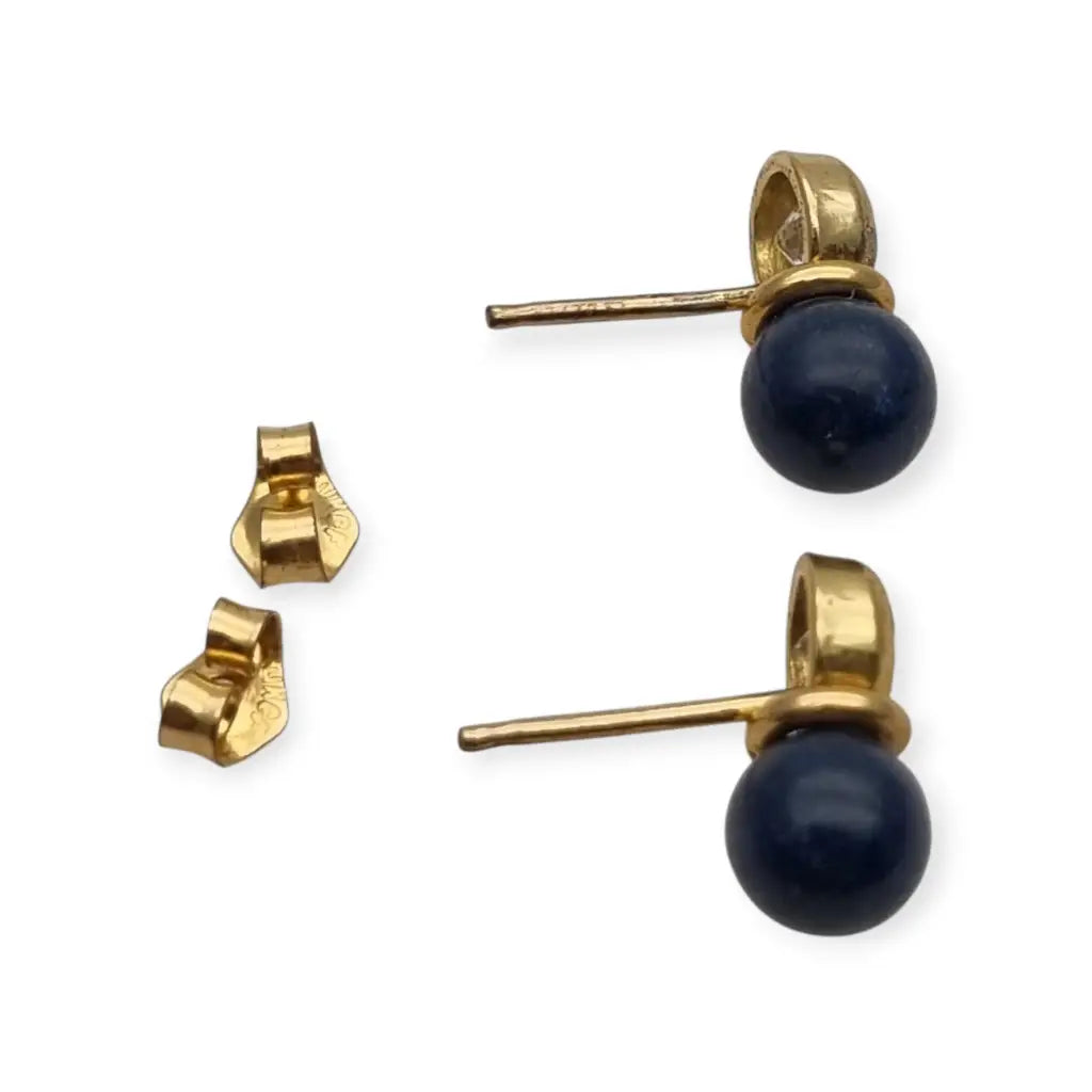 Pendientes vintage chapados en oro con cristal brillante y cuentas azules