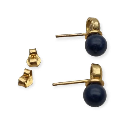 Pendientes vintage chapados en oro con cristal brillante y cuentas azules