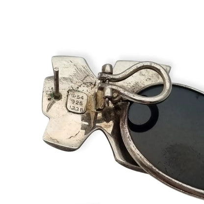 Pendientes vintage de diseño en plata 925 con ónix negro joyeria geométrica