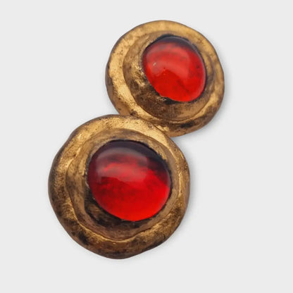 Pendientes vintage forma redonda joyas brutalistas dorado ennegrecido