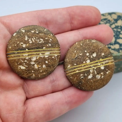 Pendientes vintage NOS grandes y redondos de los años 80 marrones dorados
