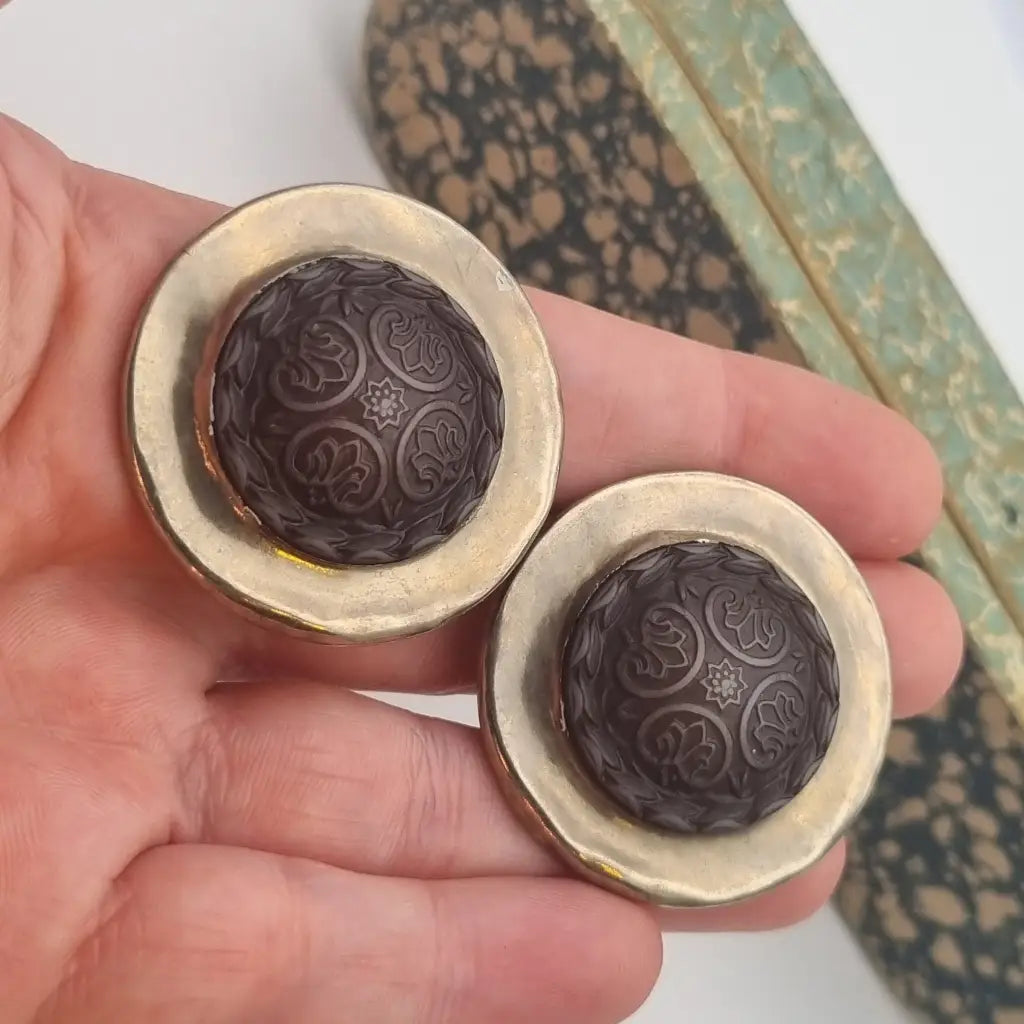 Pendientes vintage NOS pendientes grandes redondos Italia