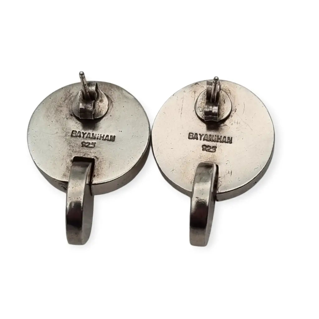 Pendientes vintage de la marca bayanihan en plata 925 con eslabón articulado.