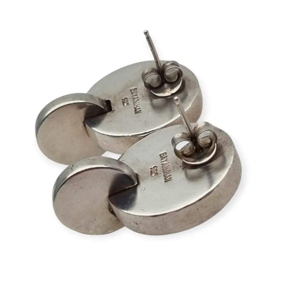 Pendientes vintage de la marca bayanihan en plata 925 con eslabón articulado.