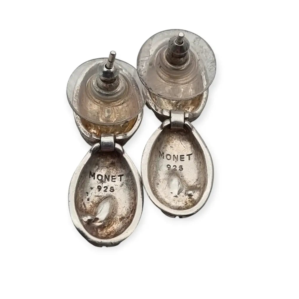 Pendientes Vintage ’Monet’ en plata 925 con diseño texturizado y cristales