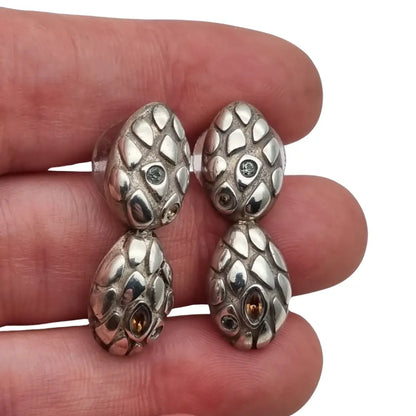 Pendientes Vintage ’Monet’ en plata 925 con diseño texturizado y cristales