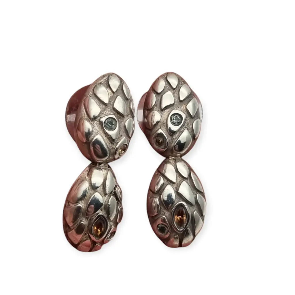 Pendientes Vintage ’Monet’ en plata 925 con diseño texturizado y cristales