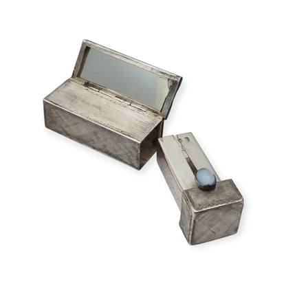 Pintalabios italiano en plata 800 con piedra azul claro diseño grabado Circa