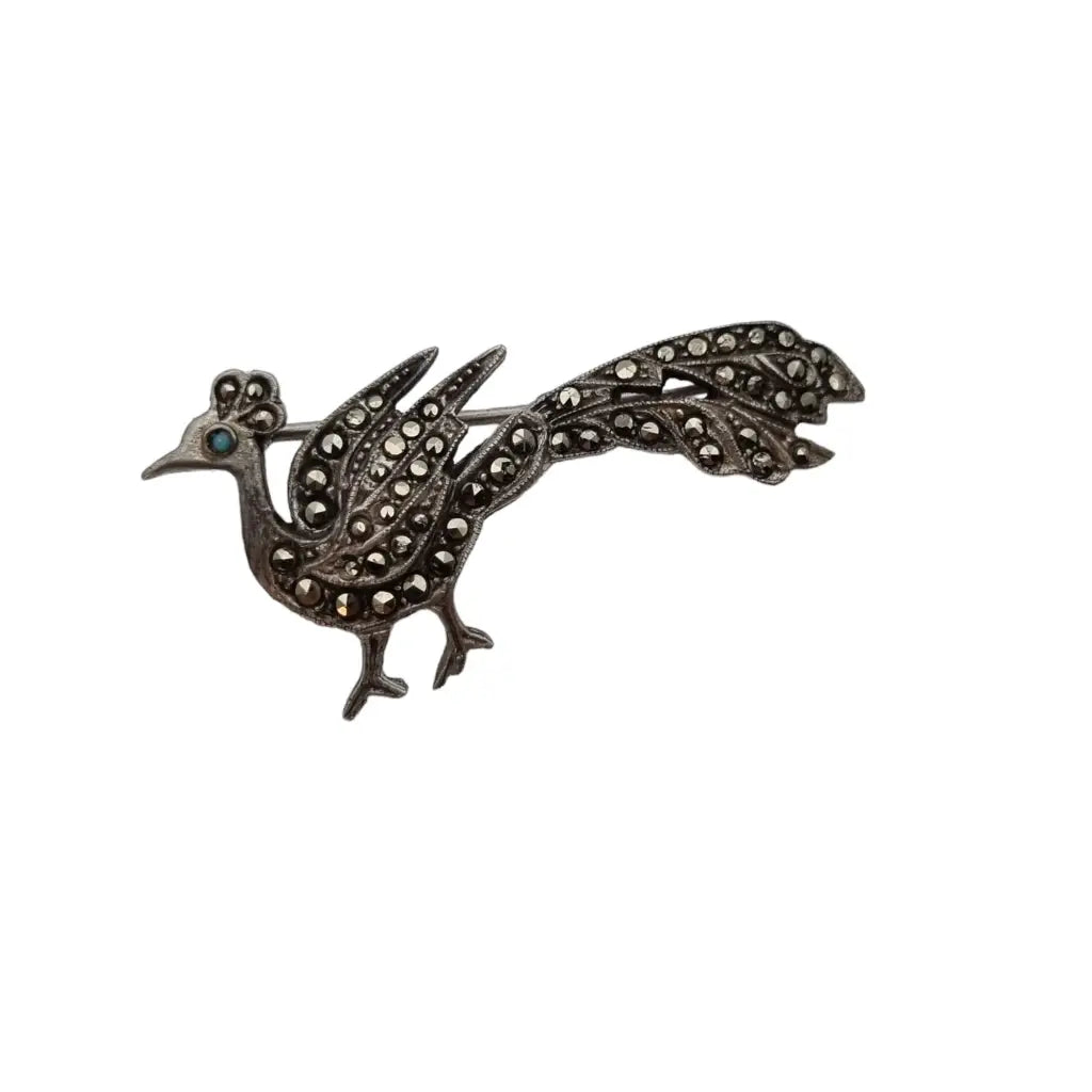 Broche de plata pavo real pin pájaro broche ley