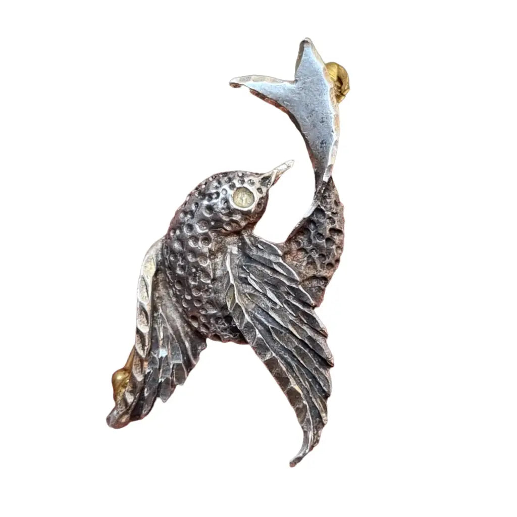 Broche de plata pájaro pasador broche regalo amante