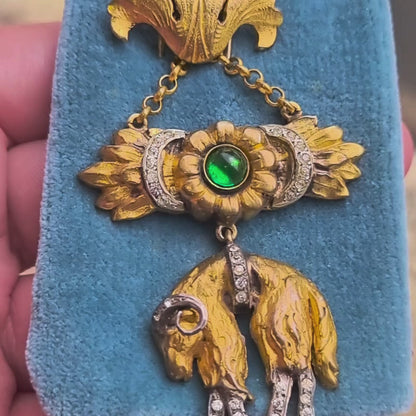 Golden Fleece Brooch, Golden Ram with rhinestones, DEPOSE, France.