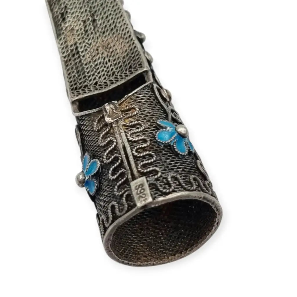 Protector de uñas chino en filigrana plata piedras y esmalte siglo XX huzhi