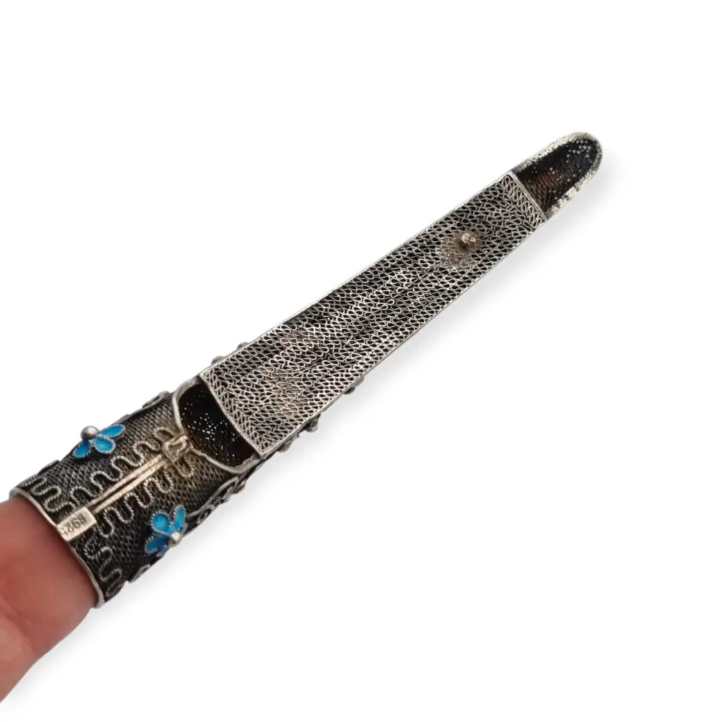 Protector de uñas chino en filigrana plata piedras y esmalte siglo XX huzhi