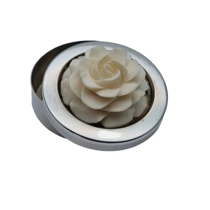 Caja de flores plata para mujer gran flor blanca ella ley 925