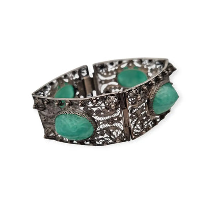 Pulsera antigua Art Déco de exportación china filigrana en plata y cabujones