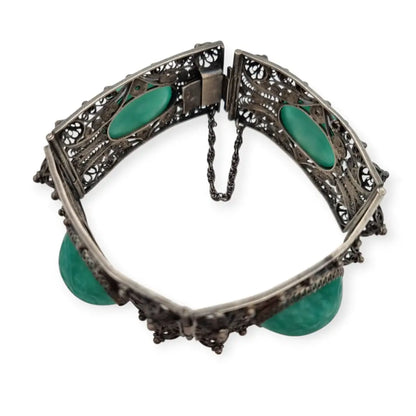 Pulsera antigua Art Déco de exportación china filigrana en plata y cabujones