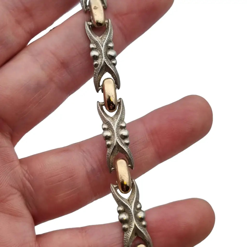 Pulsera art deco vintage para mujer Plata de Ley 925 Vistas doradas regalos
