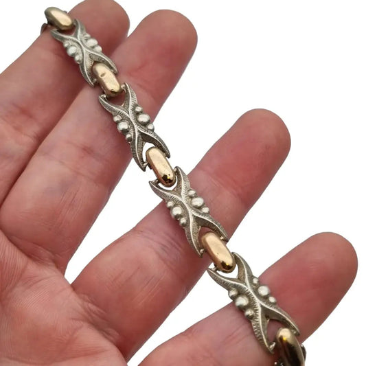 Pulsera art deco vintage para mujer Plata de Ley 925 Vistas doradas regalos