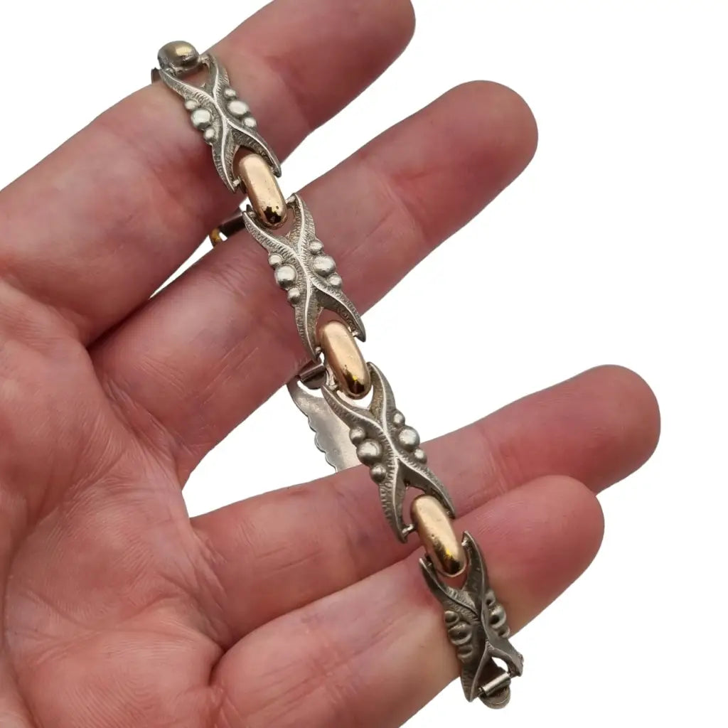 Pulsera art deco vintage para mujer Plata de Ley 925 Vistas doradas regalos