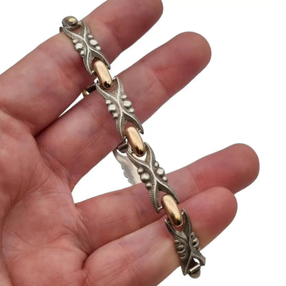 Pulsera art deco vintage para mujer Plata de Ley 925 Vistas doradas regalos