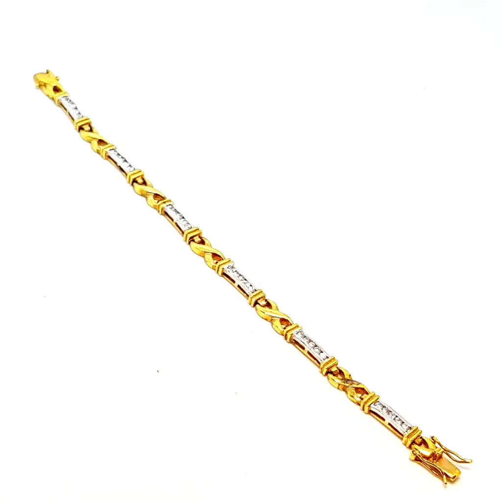 Pulsera dorada con circonitas plata baño de oro elegante joyería vintage