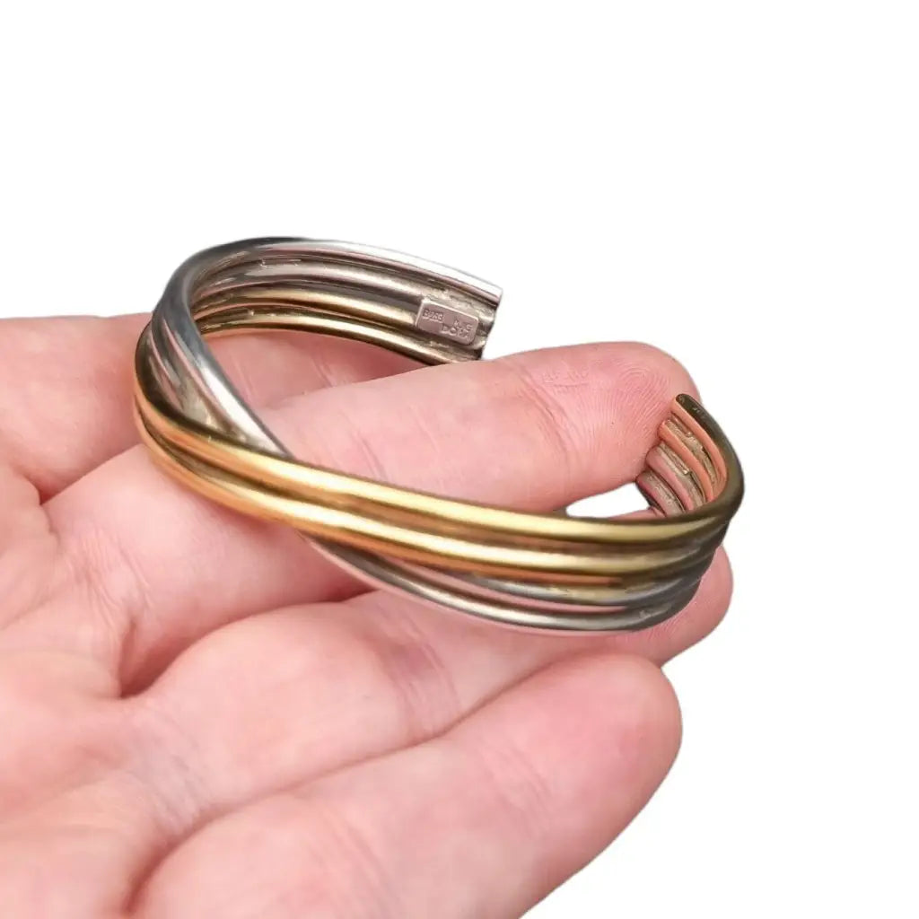 Pulsera puig doria de ley Plata modernista oro Joyas