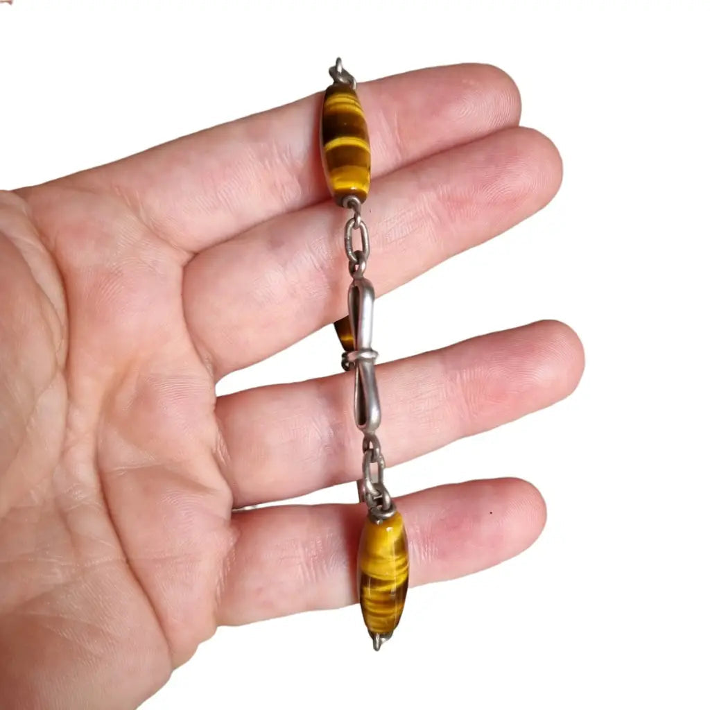 Pulsera ojo de tigre para mujer pulsera vintage plata regalos