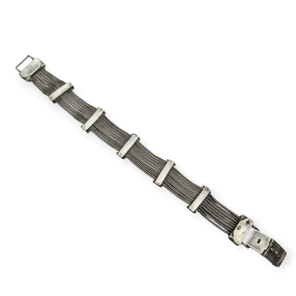 Pulsera turca antigua de plata 925 estilo bizantino con circonitas y pájaros