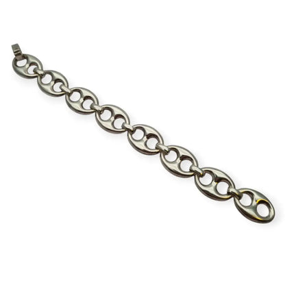 Pulsera vintage calabrote en plata maciza diseño ovalado doble estilo náutico