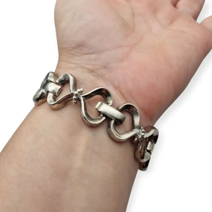 Pulsera vintage de plata 925 con sello estrella y diseño eslabones