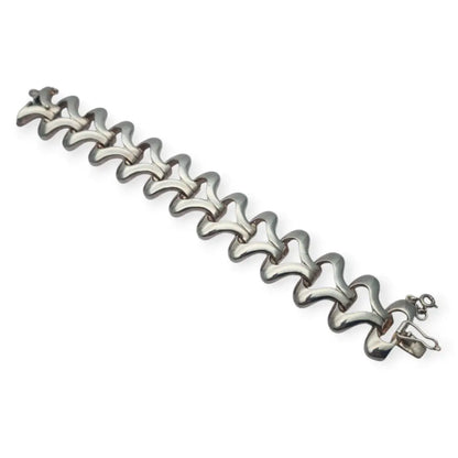 Pulsera vintage de plata para mujer circa 1970 con eslabones articulados